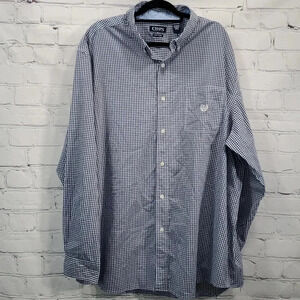 Chaps Easy Care Checkered Casual Button Down Shirt Easy Care 3XLT